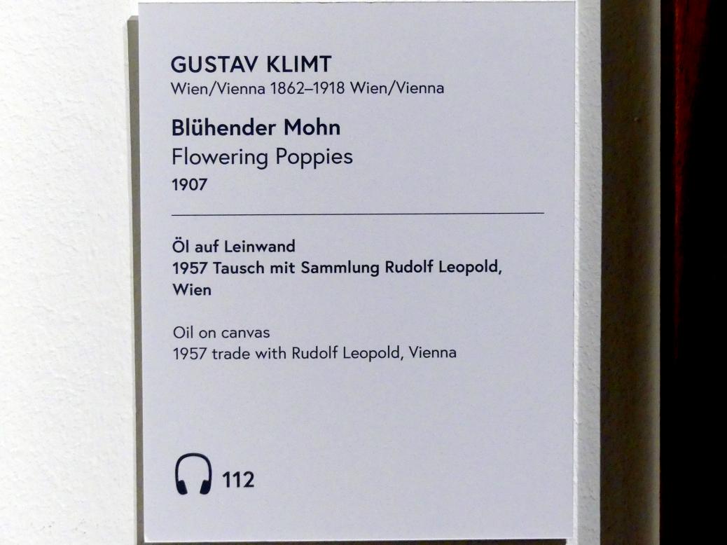 Gustav Klimt (1891–1917), Blühender Mohn, Wien, Museum Oberes Belvedere, Saal 1, 1907, Bild 2/2