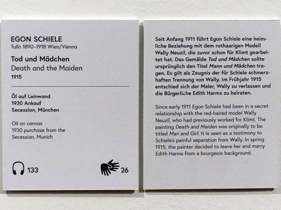 Egon Schiele (1908–1918), Tod und Mädchen, Wien, Museum Oberes Belvedere, Saal 4, 1915, Bild 2/2