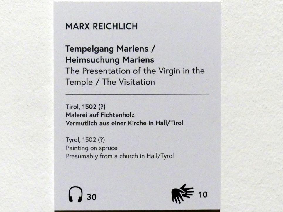 Marx Reichlich (1489–1520), Mariä Heimsuchung, Wien, Museum Oberes Belvedere, Saal 7, 1502, Bild 2/2