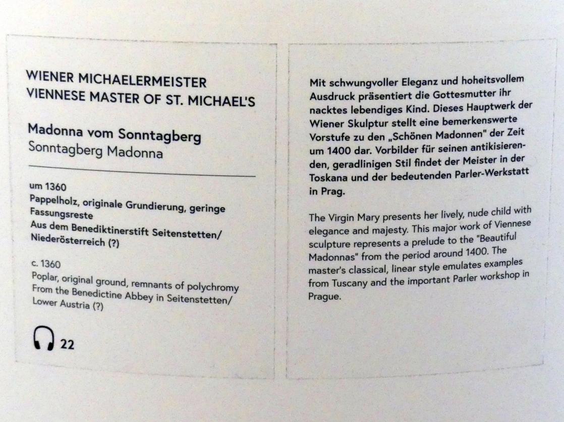Wiener Michaelermeister (1360), Madonna vom Sonntagberg, Seitenstetten, Benediktinerabtei, jetzt Wien, Museum Oberes Belvedere, Saal 8, um 1360, Bild 4/4