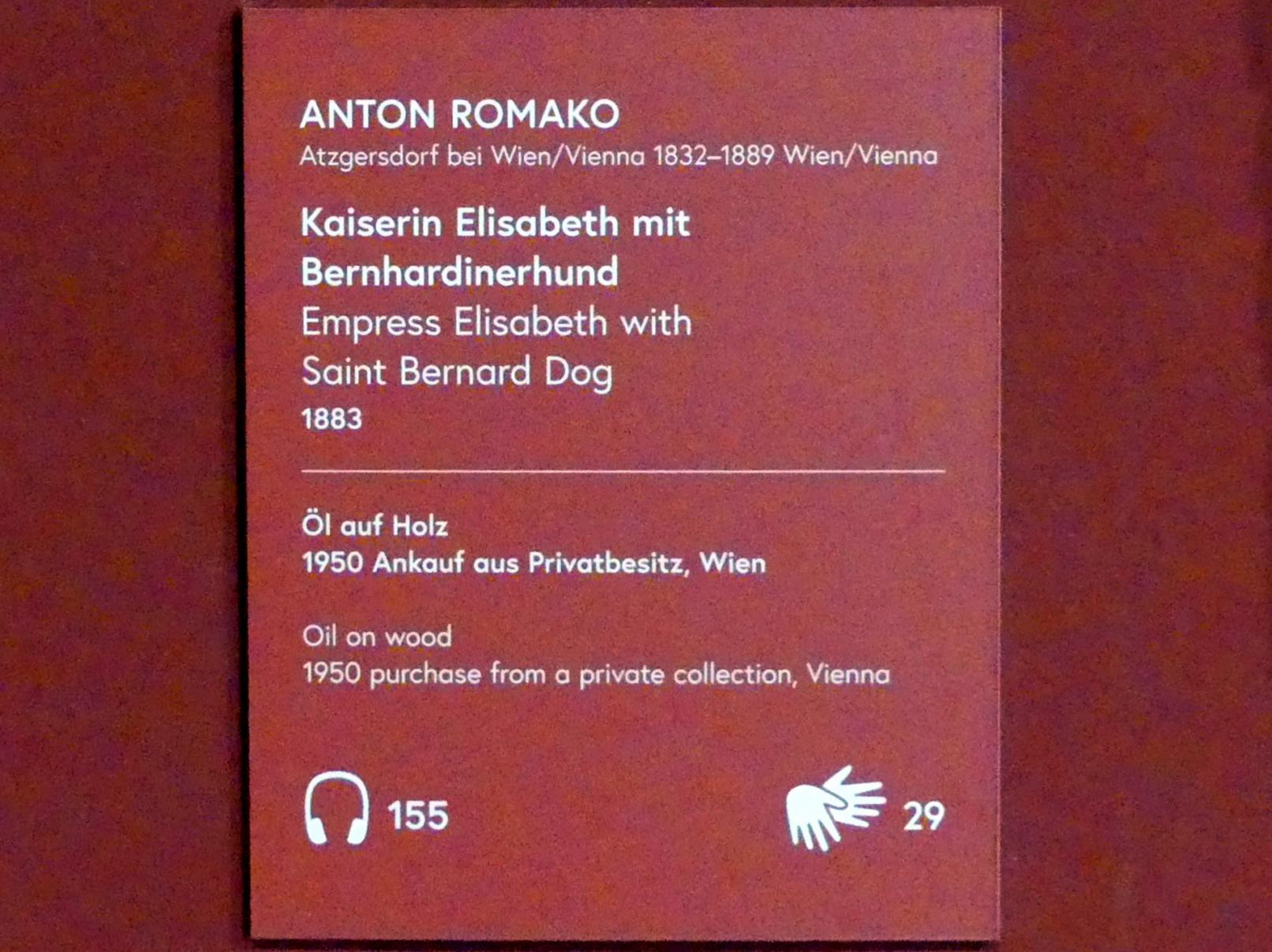 Anton Romako (1854–1883), Kaiserin Elisabeth mit Bernhardinerhund, Wien, Museum Oberes Belvedere, Saal 10, 1883, Bild 2/3