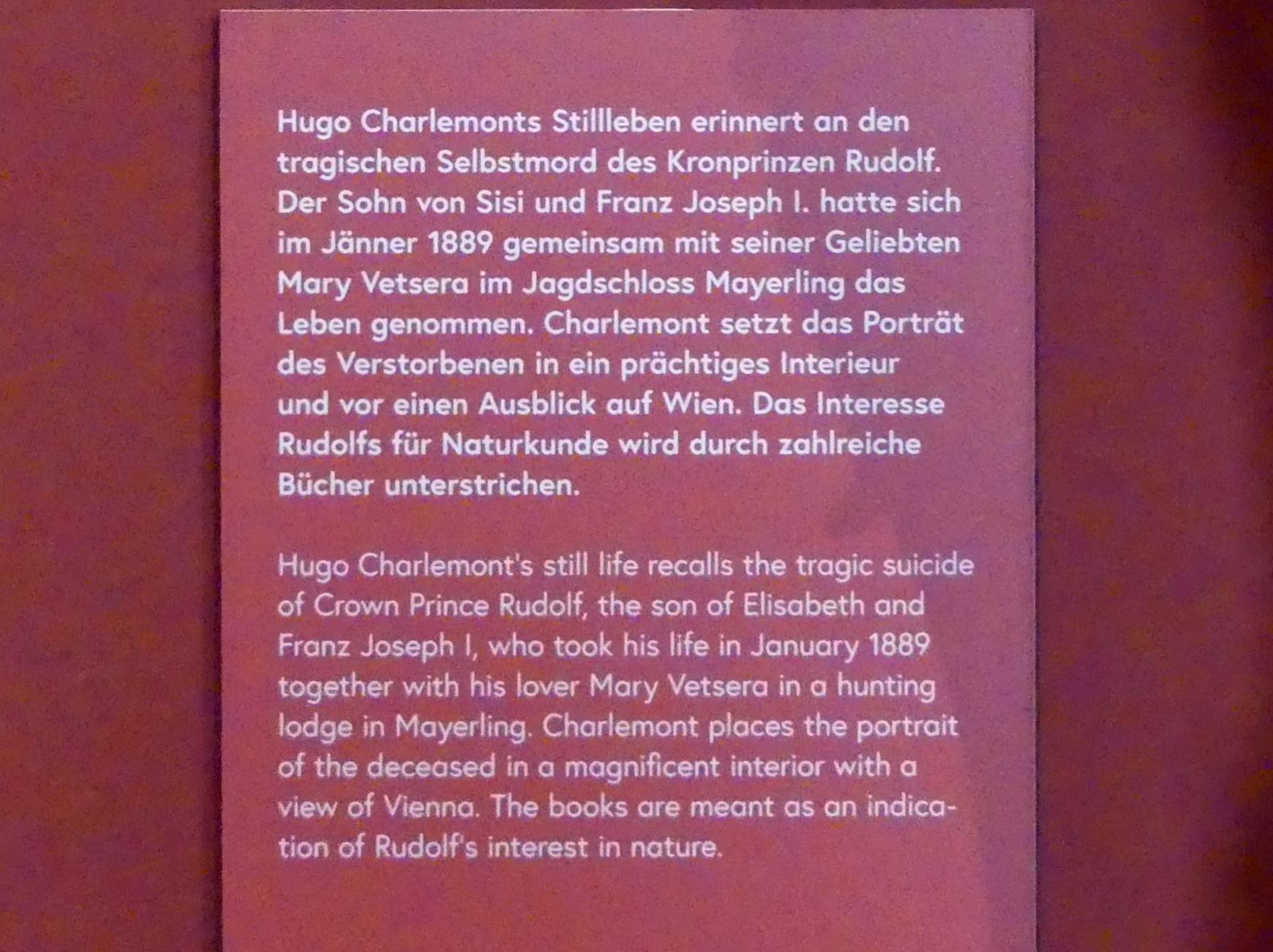 Hugo Charlemont (1890): Stillleben mit Büste des Kronprinzen Rudolf, 1890, Bild 3/3