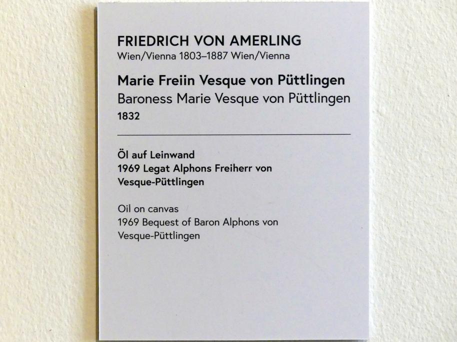 Friedrich von Amerling (1832–1843), Marie Freiin Vesque von Püttlingen, Wien, Museum Oberes Belvedere, Saal 11, 1832, Bild 2/2
