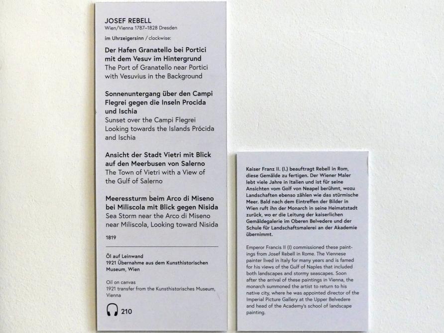 Josef Rebell (1813–1828), Meeressturm beim Arco di Miseno bei Miliscola mit Blick gegen Nisida, Wien, Museum Oberes Belvedere, Saal 12, 1819, Bild 2/2