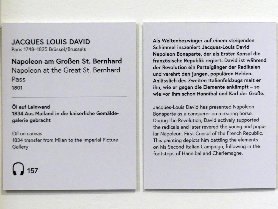 Jacques-Louis David (1782–1824), Napoleon am Großen St. Bernhard, Wien, Museum Oberes Belvedere, Saal 12, 1801, Bild 2/2