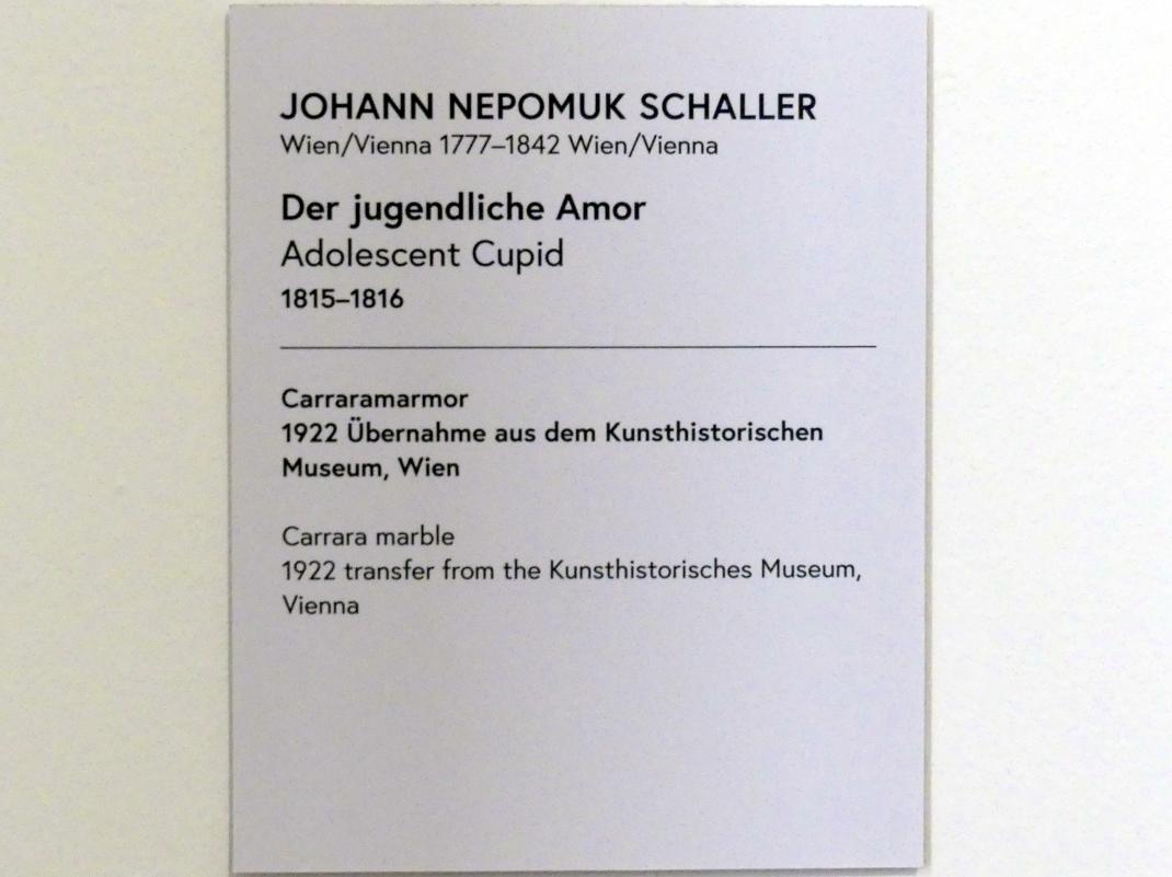Johann Nepomuk Schaller (1810–1815), Der jugendliche Amor, Wien, Museum Oberes Belvedere, Saal 12, 1815–1816, Bild 4/4