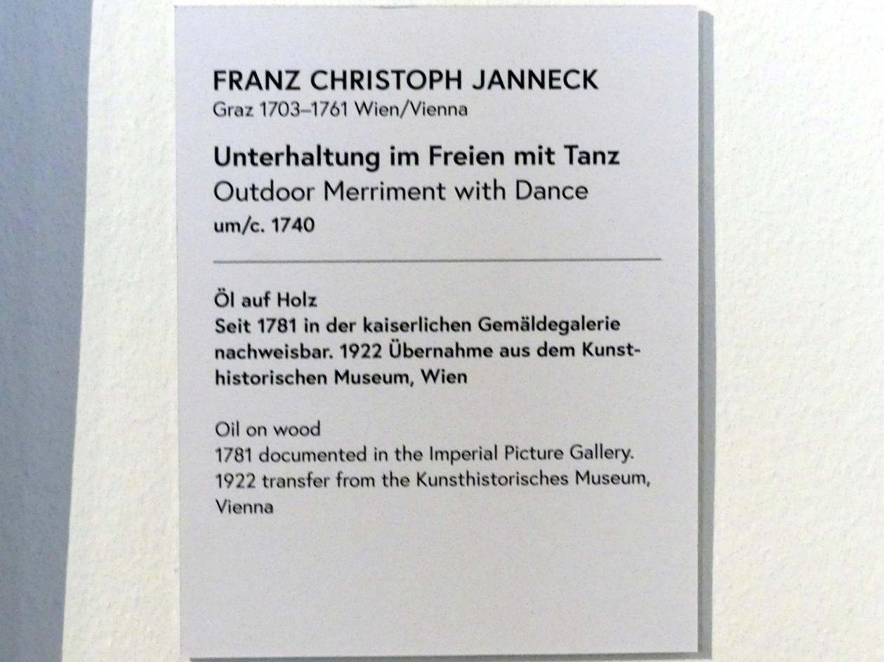 Franz Christoph Janneck (1731–1750), Unterhaltung im Freien mit Tanz, Wien, Museum Oberes Belvedere, Saal 14, um 1740, Bild 2/2