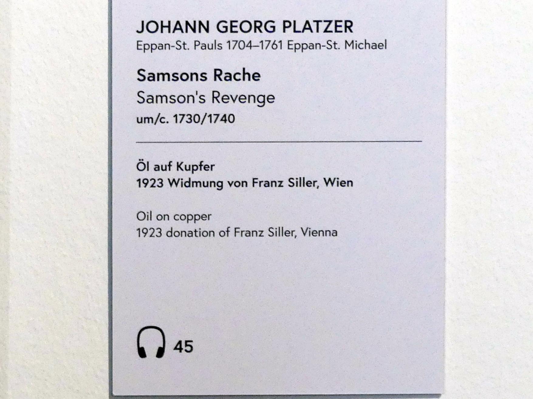 Johann Georg Platzer (1725–1750), Samsons Rache, Wien, Museum Oberes Belvedere, Saal 15, um 1730–1740, Bild 2/3