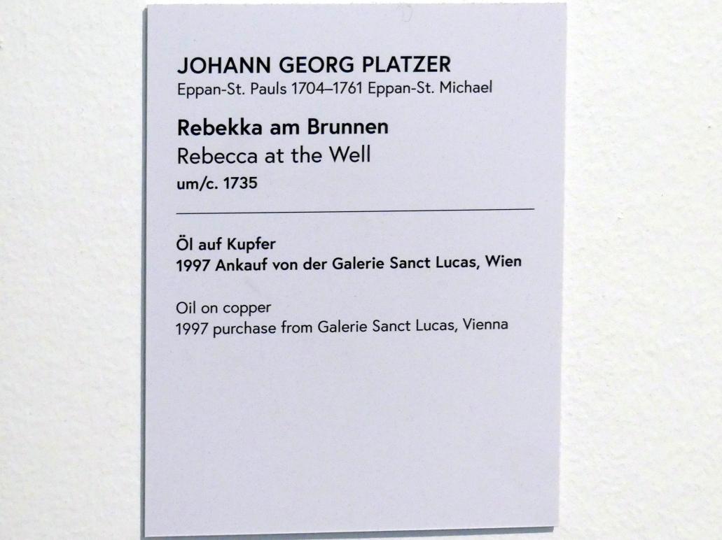 Johann Georg Platzer (1725–1750), Rebekka am Brunnen, Wien, Museum Oberes Belvedere, Saal 15, um 1735, Bild 2/2