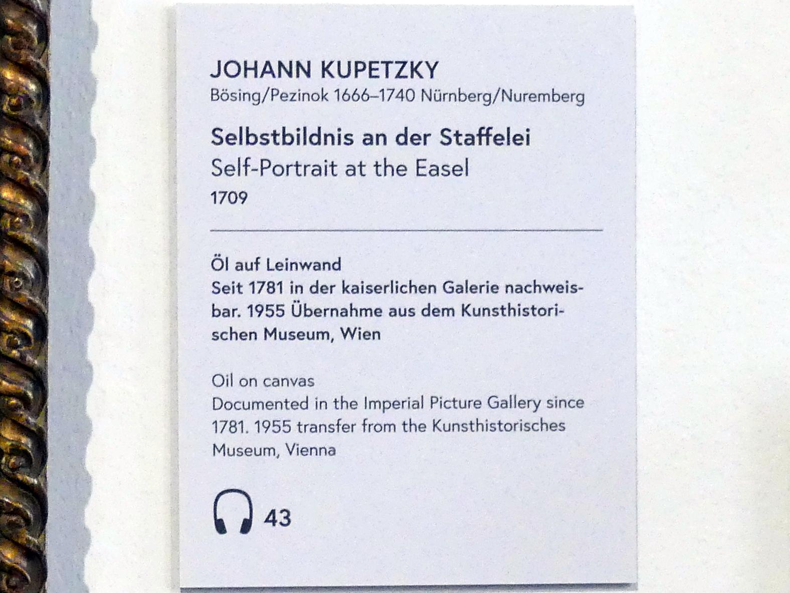 Johann Kupetzky (1690–1734), Selbstbildnis an der Staffelei, Wien, Museum Oberes Belvedere, Saal 15, 1709, Bild 2/3