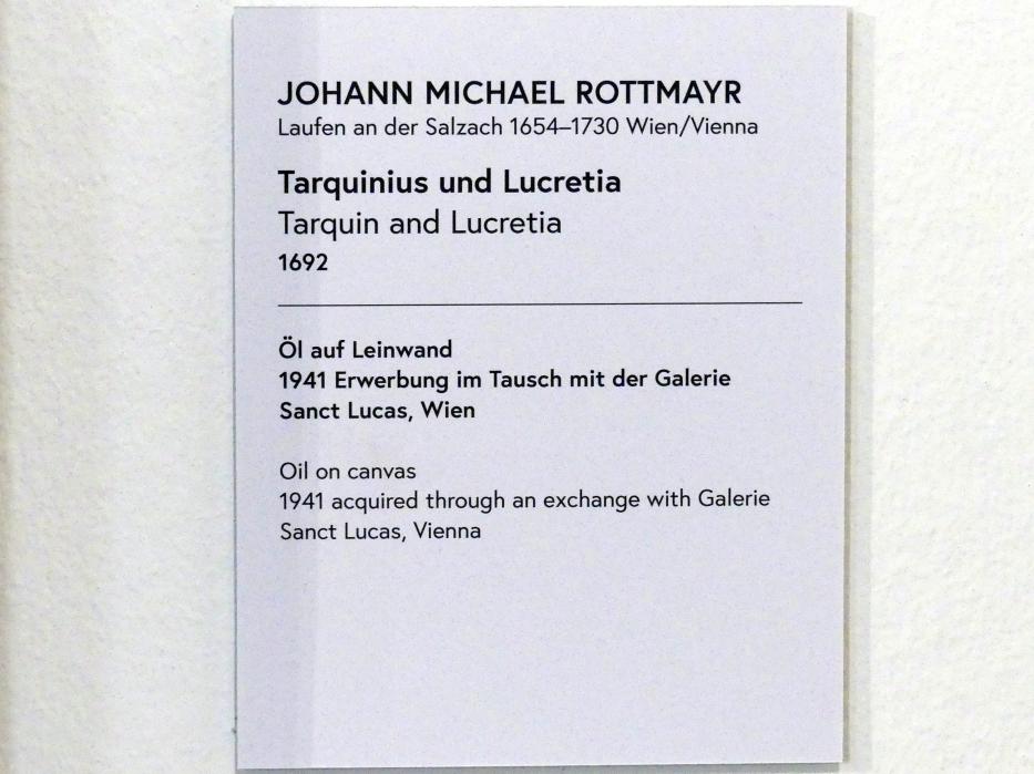 Johann Michael Rottmayr (1674–1730), Tarquinius und Lucretia, Wien, Museum Oberes Belvedere, Saal 16, 1692, Bild 2/2