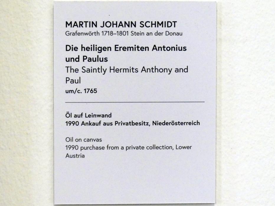 Martin Johann Schmidt (Kremser Schmidt) (1756–1790), Die heiligen Eremiten Antonius und Paulus, Wien, Museum Oberes Belvedere, Saal 16, um 1765, Bild 2/2
