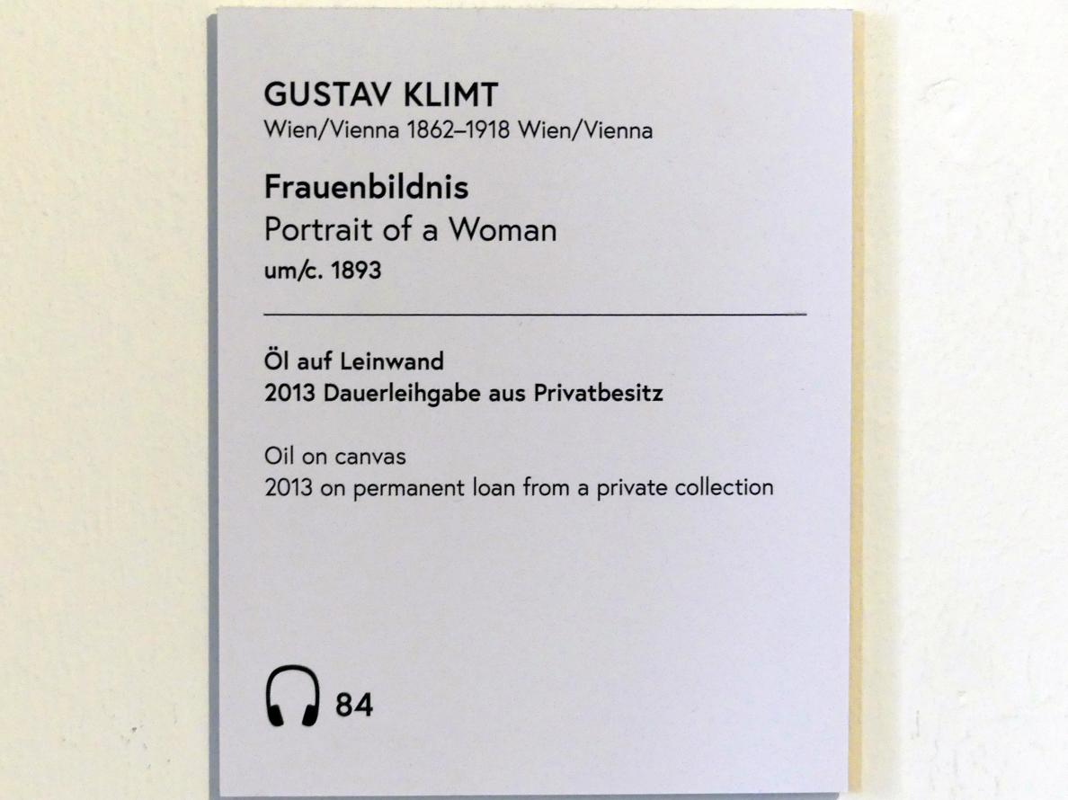 Gustav Klimt (1891–1917), Frauenbildnis, Wien, Museum Oberes Belvedere, Saal 17, um 1893, Bild 2/2