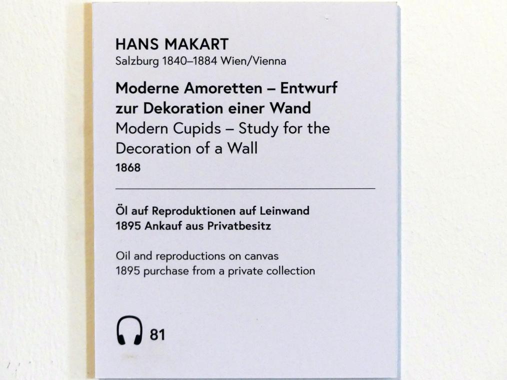 Hans Makart (1868–1883), Moderne Amoretten - Entwurf zur Dekoration einer Wand, Wien, Museum Oberes Belvedere, Saal 17, 1868, Bild 2/2
