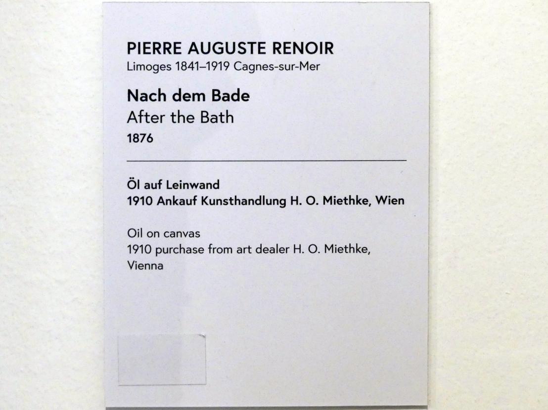 Auguste Renoir (Pierre-Auguste Renoir) (1866–1918), Nach dem Bade, Wien, Museum Oberes Belvedere, Saal 18, 1876, Bild 2/2