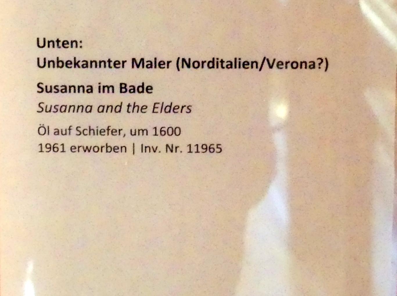 Susanna im Bade, Augsburg, Deutsche Barockgalerie im Schaezlerpalais, Saal 12 - Meisterwerke des 17. und 18. Jahrhunderts, um 1600, Bild 2/2