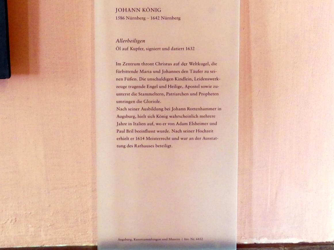 Johann (Hans) König (1612–1642), Allerheiligen, Augsburg, Deutsche Barockgalerie im Schaezlerpalais, Saal 12 - Meisterwerke des 17. und 18. Jahrhunderts, 1632, Bild 2/2