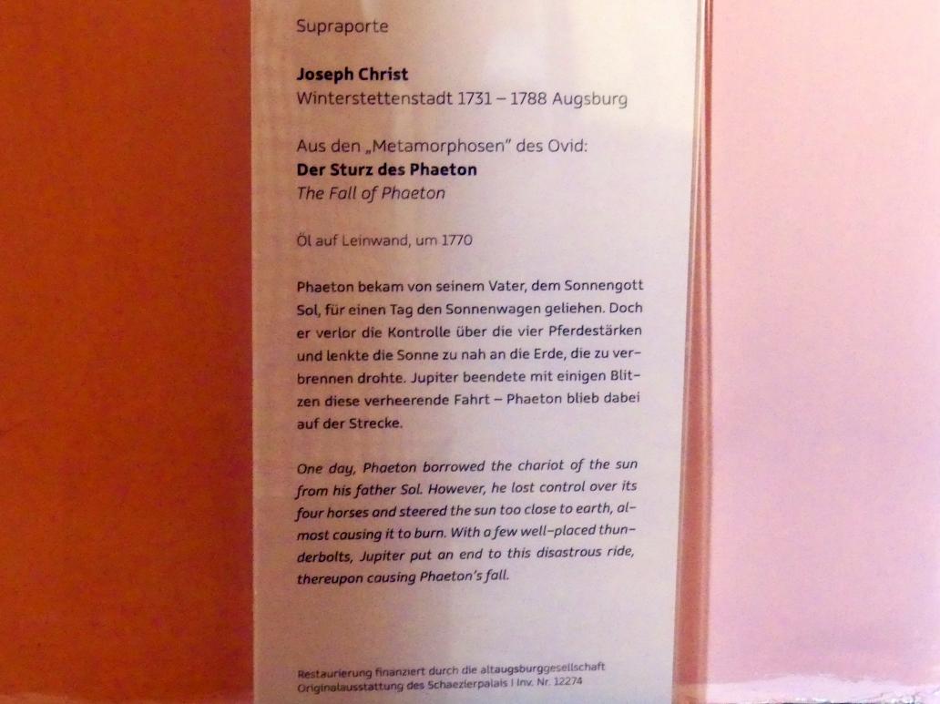 Joseph Christ (1770), Der Sturz des Phaeton, Augsburg, Deutsche Barockgalerie im Schaezlerpalais, Saal 15 - Johann Heinrich Schönfeld, um 1770, Bild 2/2