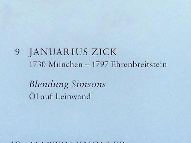 Januarius  Zick (1752–1794), Blendung Simsons, Augsburg, Deutsche Barockgalerie im Schaezlerpalais, Saal 18 - Barocke Galerie, Undatiert, Bild 2/2