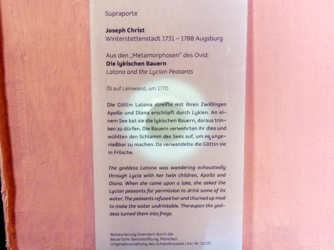 Joseph Christ (1770), Die lykischen Bauern, Augsburg, Deutsche Barockgalerie im Schaezlerpalais, Saal 19 - Der Künstler im Bild, um 1770, Bild 2/2