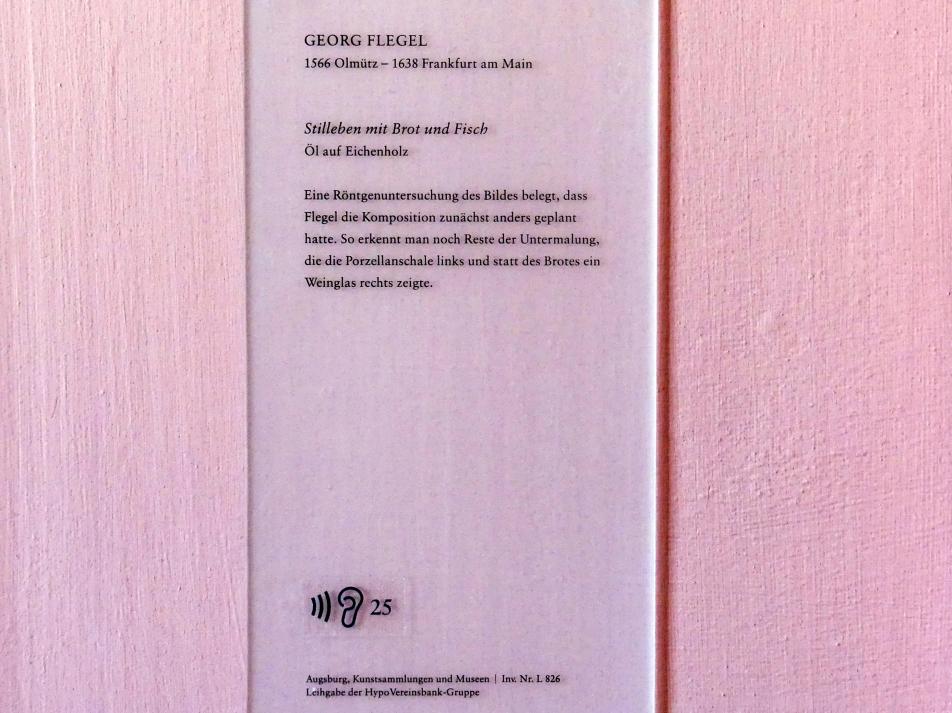 Georg Flegel (1595–1638), Stillleben mit Brot und Fisch, Augsburg, Deutsche Barockgalerie im Schaezlerpalais, Saal 23 - Stillleben, Undatiert, Bild 2/2