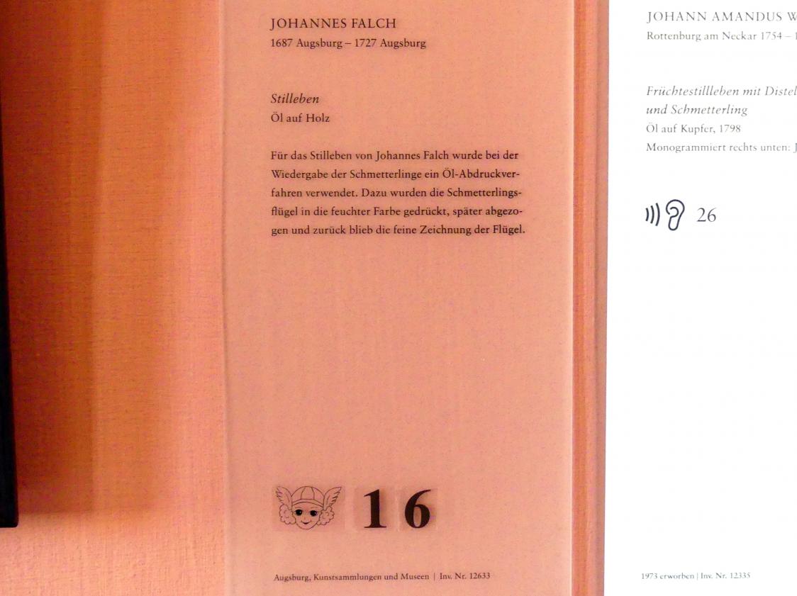 Johann Falch (Undatiert), Stillleben, Augsburg, Deutsche Barockgalerie im Schaezlerpalais, Saal 23 - Stillleben, Undatiert, Bild 2/2