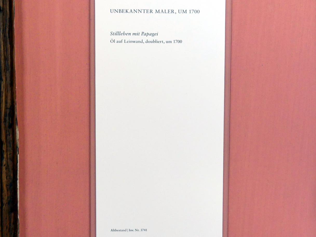 Stillleben mit Papagei, Augsburg, Deutsche Barockgalerie im Schaezlerpalais, Saal 23 - Stillleben, um 1700, Bild 2/2