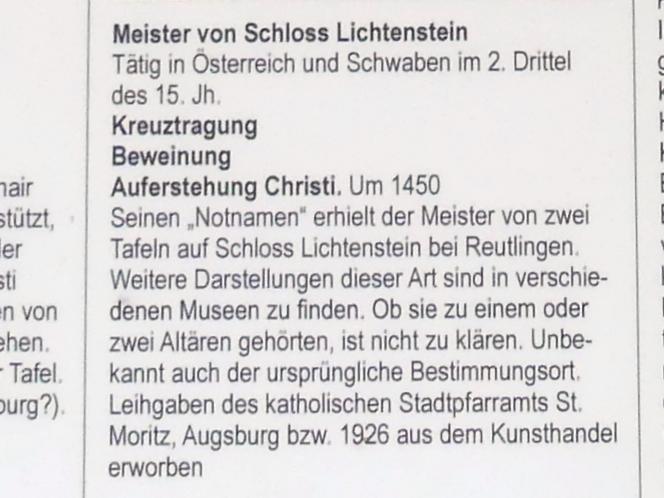 Meister von Schloss Lichtenstein (1445–1450), Kreuztragung, Augsburg, Staatsgalerie in der ehem. Katharinenkirche, Saal 1, um 1450, Bild 3/3