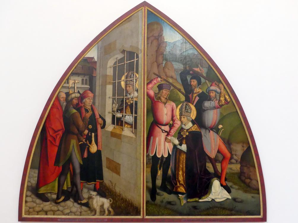 Bartholomäus Zeitblom (1485–1511), Der hl. Valentin bekehrt den Henker, Ulm, Münster Unserer Lieben Frau in Ulm, jetzt Augsburg, Staatsgalerie in der ehem. Katharinenkirche, Saal 2, nach 1500, Bild 2/4