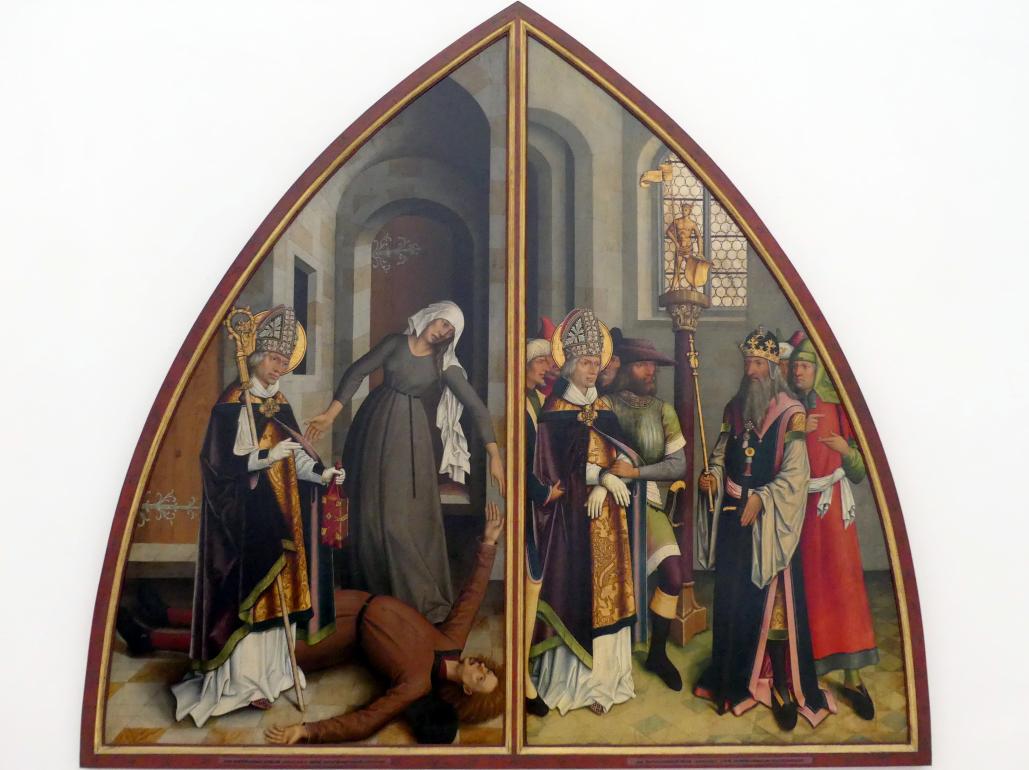 Bartholomäus Zeitblom (1485–1511), Der hl. Valentin verweigert den Götzendienst, Ulm, Münster Unserer Lieben Frau in Ulm, jetzt Augsburg, Staatsgalerie in der ehem. Katharinenkirche, Saal 2, nach 1500, Bild 2/4