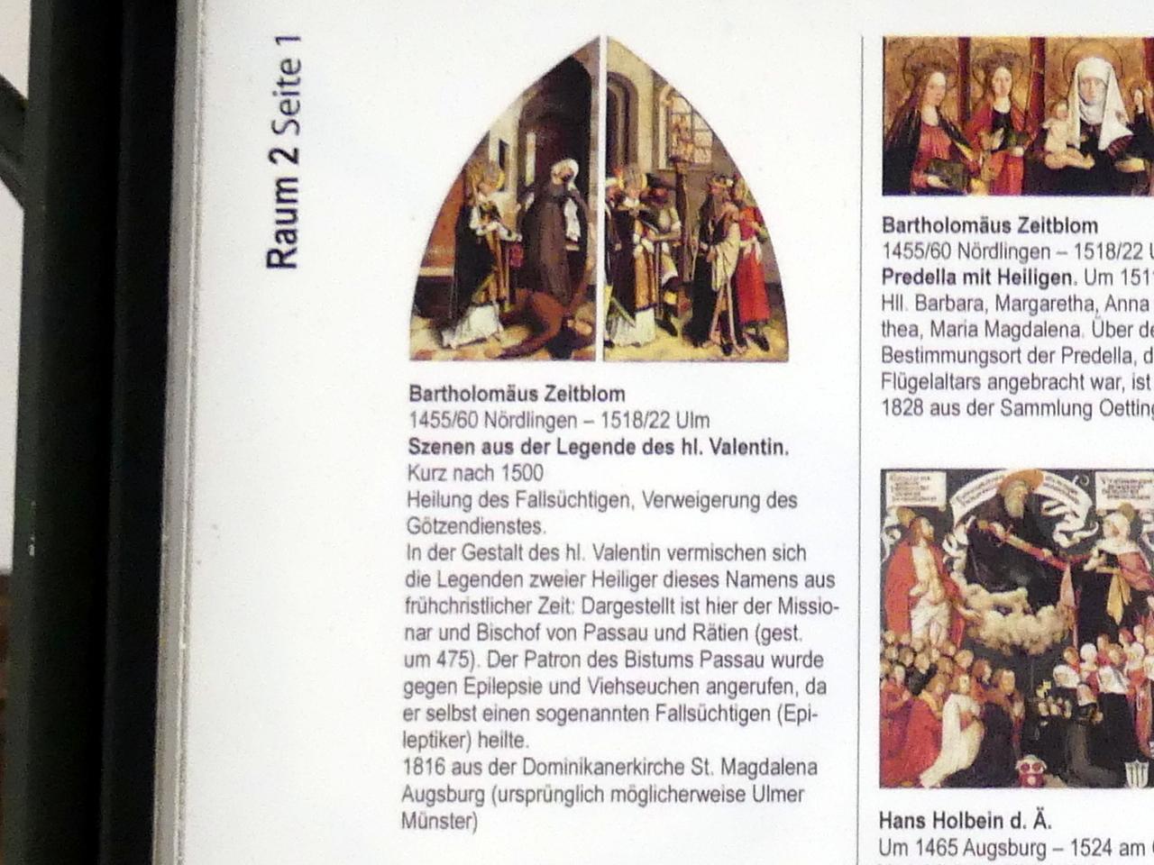 Bartholomäus Zeitblom (1485–1511), Der hl. Valentin verweigert den Götzendienst, Ulm, Münster Unserer Lieben Frau in Ulm, jetzt Augsburg, Staatsgalerie in der ehem. Katharinenkirche, Saal 2, nach 1500, Bild 4/4