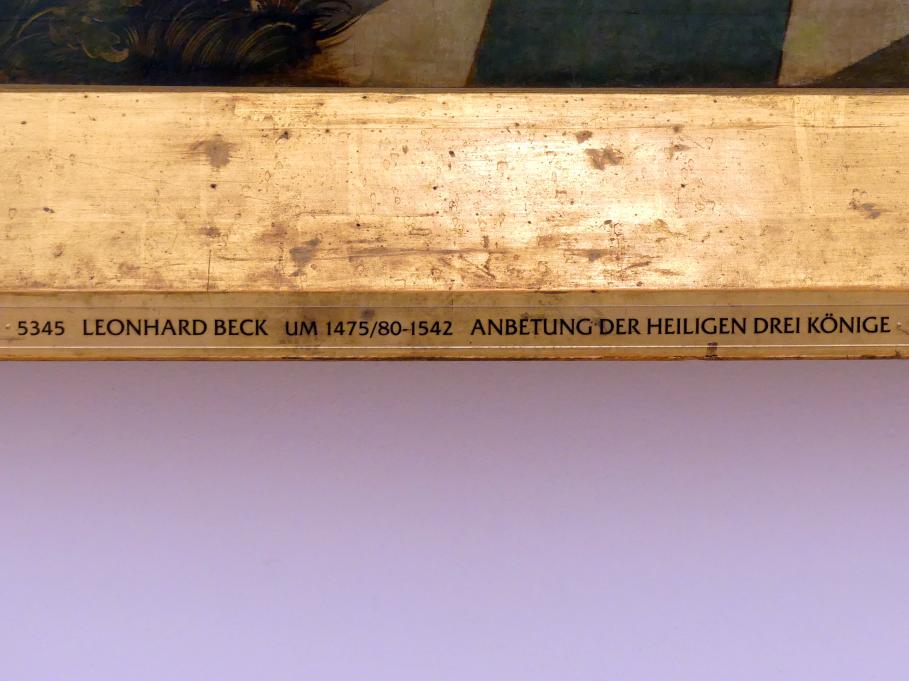 Leonhard Beck (1505–1520), Anbetung der Heiligen Drei Könige, Augsburg, ehem. Dominikanerkloster St. Magdalena, Klosterkirche, jetzt Augsburg, Staatsgalerie in der ehem. Katharinenkirche, Saal 2, um 1520, Bild 2/3