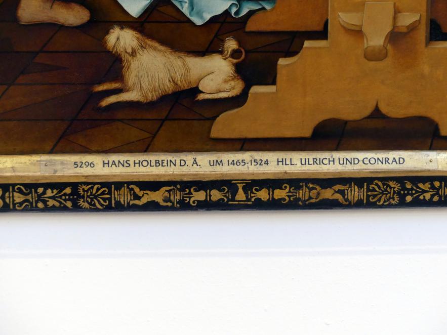 Hans Holbein der Ältere (1493–1520), Hll. Ulrich und Conrad, Augsburg, ehem. Dominikanerinnenkloster St. Katharina (Kirche 1830 zerstört), jetzt Augsburg, Staatsgalerie in der ehem. Katharinenkirche, Saal 4, 1512, Bild 2/3