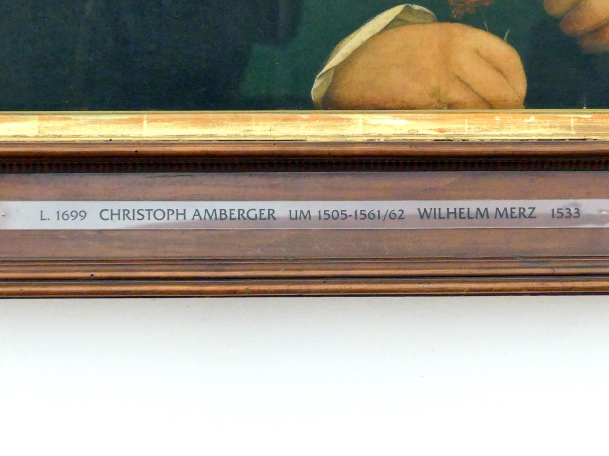 Christoph Amberger (1525–1552), Wilhelm Merz und seine Gemahlin Afra, geb. Rem, Augsburg, Staatsgalerie in der ehem. Katharinenkirche, Saal 4, 1533, Bild 2/3