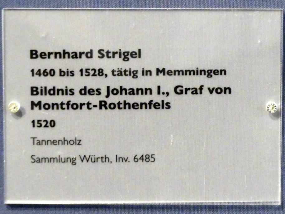 Bernhard Strigel (1475–1528), Bildnis des Johann I., Graf von Montfort-Rothenfels, Schwäbisch Hall, Johanniterkirche, Alte Meister in der Sammlung Würth, 1520, Bild 2/2