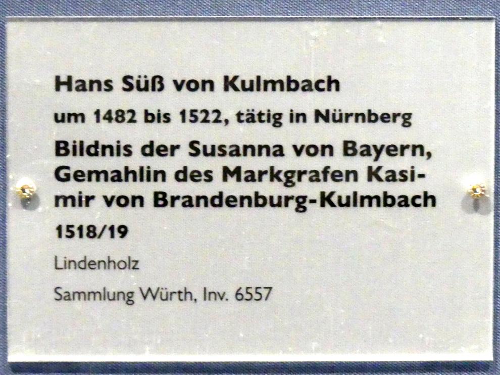 Hans Süß von Kulmbach (1507–1521), Bildnis der Susanna von Bayern, Gemahlin des Markgrafen Kasimir von Brandenburg-Kulmbach, Schwäbisch Hall, Johanniterkirche, Alte Meister in der Sammlung Würth, 1518–1519, Bild 2/2