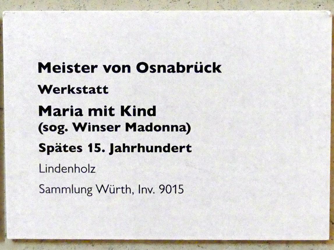 Meister von Osnabrück (Werkstatt) (1495), Maria mit Kind (sog. Winser Madonna), Schwäbisch Hall, Johanniterkirche, Alte Meister in der Sammlung Würth, Ende 15. Jhd., Bild 5/5