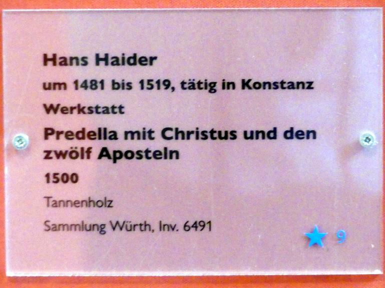 Hans Haider (Werkstatt) (1500), Predella mit Christus und den zwölf Aposteln, Schwäbisch Hall, Johanniterkirche, Alte Meister in der Sammlung Würth, 1500, Bild 2/3
