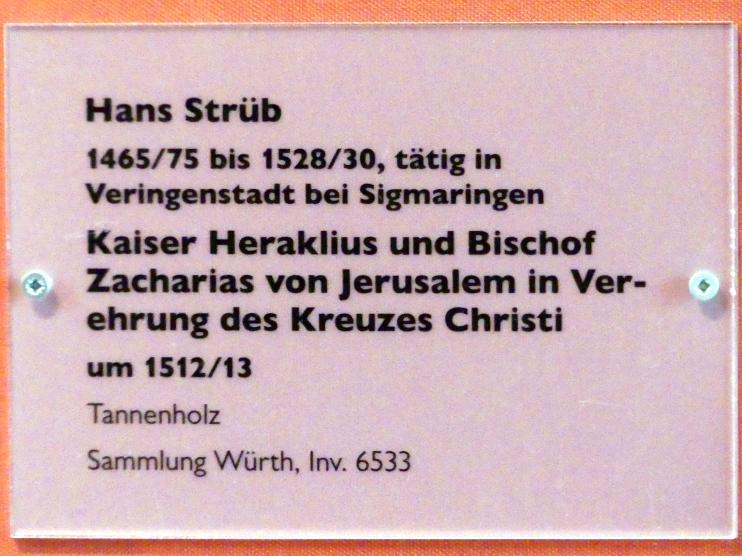 Hans Strüb (1505–1512), Kaiser Heraklius und Bischof Zacharias von Jerusalem in Verehrung des Kreuzes Christi, Schwäbisch Hall, Johanniterkirche, Alte Meister in der Sammlung Würth, um 1512–1513, Bild 2/2