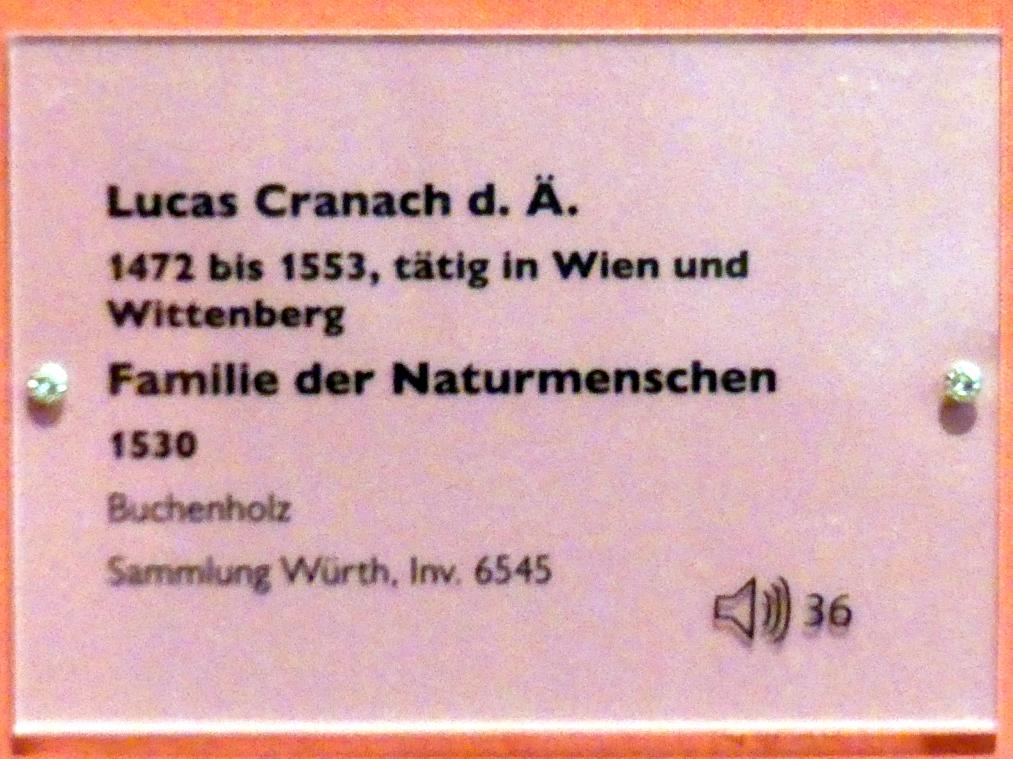Lucas Cranach der Ältere (1502–1550), Familie der Naturmenschen, Schwäbisch Hall, Johanniterkirche, Alte Meister in der Sammlung Würth, 1530, Bild 2/2