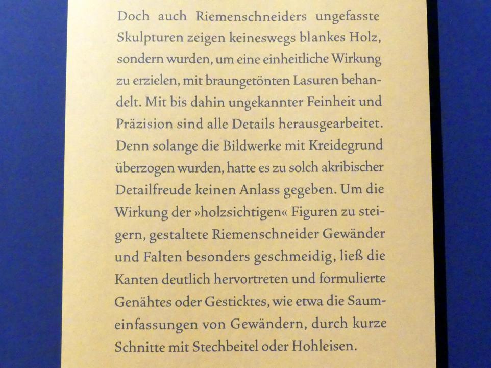 Tilman Riemenschneider (1487–1523), Teilstück einer Heiligen Sippe - Maria Kleophas und Alphäus, Schwäbisch Hall, Johanniterkirche, Alte Meister in der Sammlung Würth, um 1505, Bild 8/8