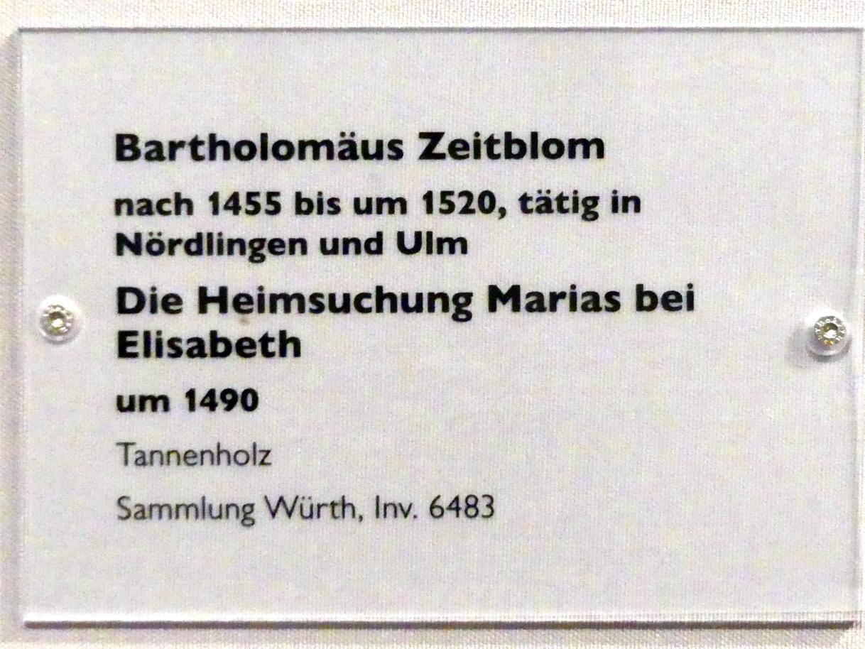 Bartholomäus Zeitblom (1485–1511), Die Heimsuchung Marias bei Elisabeth, Schwäbisch Hall, Johanniterkirche, Alte Meister in der Sammlung Würth, um 1490, Bild 2/2