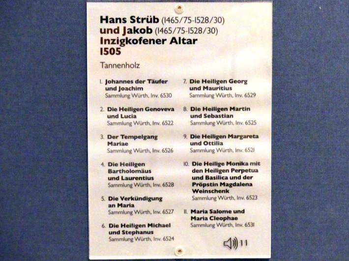 Hans Strüb (1505–1512), Inzigkofener Altar: Die Heiligen Georg und Mauritius, Inzigkofen, ehem. Augustiner-Chorfrauenstift, jetzt Schwäbisch Hall, Johanniterkirche, Alte Meister in der Sammlung Würth, 1505, Bild 2/2