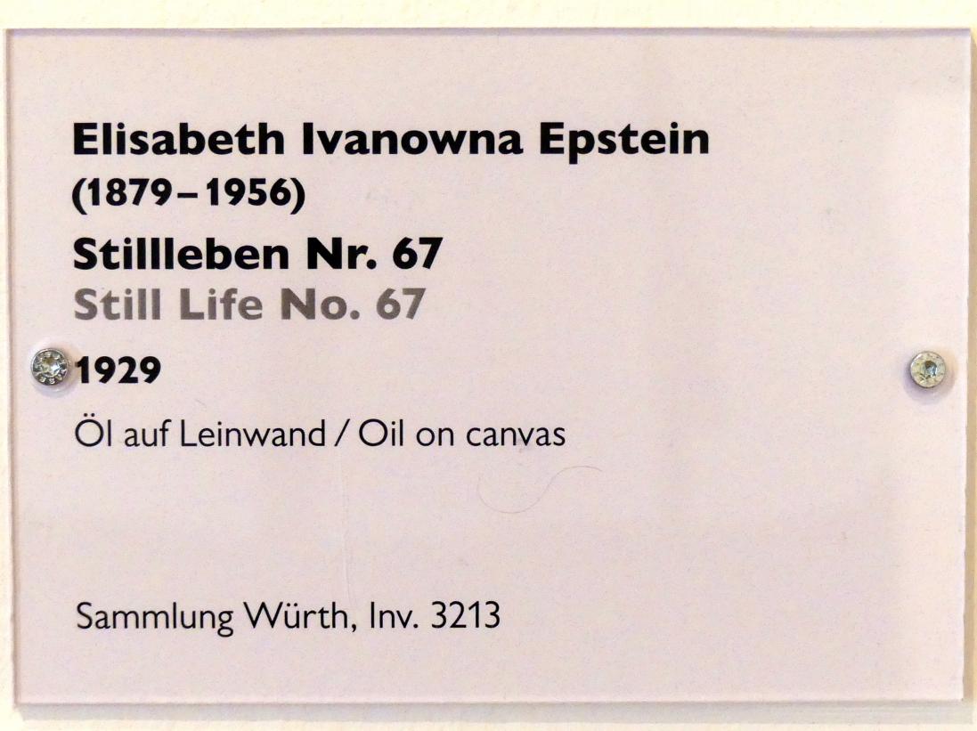 Elisabeth Iwanowna Epstein (1929), Stillleben Nr. 67, Schwäbisch Hall, Kunsthalle Würth, Ausstellung "Das Musée d'Art moderne de la Ville de Paris zu Gast in der Kunsthalle Würth" vom 15.04.-15.09.2019, 1929, Bild 2/2