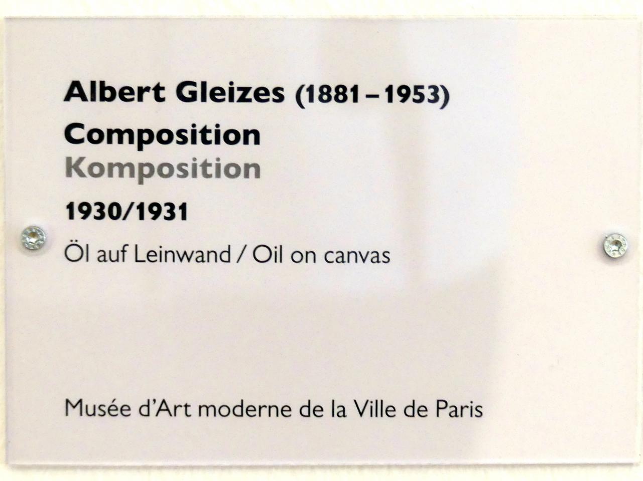 Albert Gleizes (1912–1930), Komposition, Schwäbisch Hall, Kunsthalle Würth, Ausstellung "Das Musée d'Art moderne de la Ville de Paris zu Gast in der Kunsthalle Würth" vom 15.04.-15.09.2019, 1930–1931, Bild 2/2