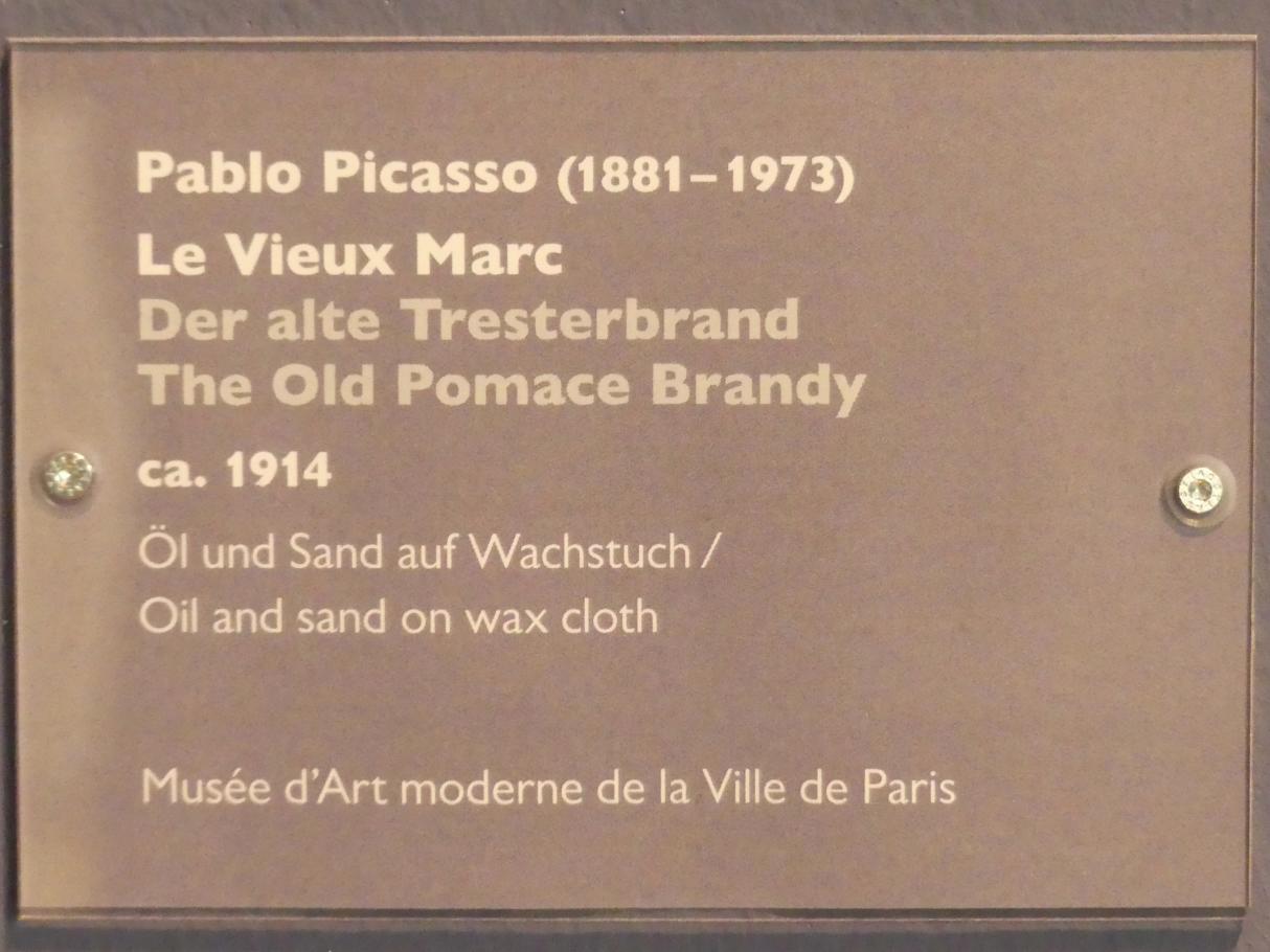 Pablo Picasso (1897–1972), Der alte Tresterbrand, Schwäbisch Hall, Kunsthalle Würth, Ausstellung "Das Musée d'Art moderne de la Ville de Paris zu Gast in der Kunsthalle Würth" vom 15.04.-15.09.2019, um 1914, Bild 2/2