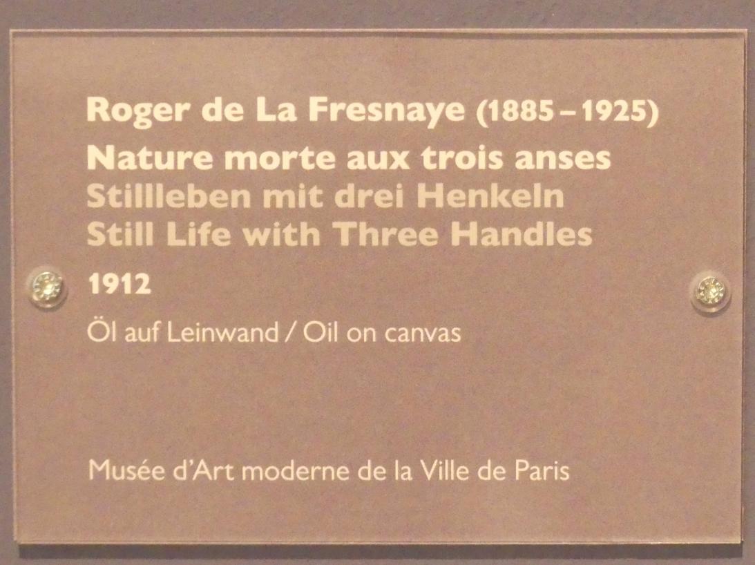 Roger de La Fresnaye (1910–1912), Stillleben mit drei Henkeln, Schwäbisch Hall, Kunsthalle Würth, Ausstellung "Das Musée d'Art moderne de la Ville de Paris zu Gast in der Kunsthalle Würth" vom 15.04.-15.09.2019, 1912, Bild 2/2