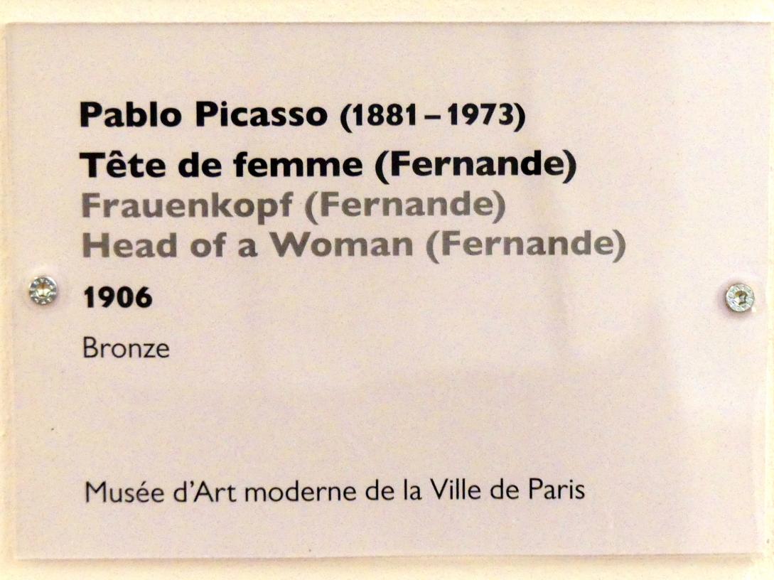 Pablo Picasso (1897–1972), Frauenkopf (Fernande), Schwäbisch Hall, Kunsthalle Würth, Ausstellung "Das Musée d'Art moderne de la Ville de Paris zu Gast in der Kunsthalle Würth" vom 15.04.-15.09.2019, 1906, Bild 5/5
