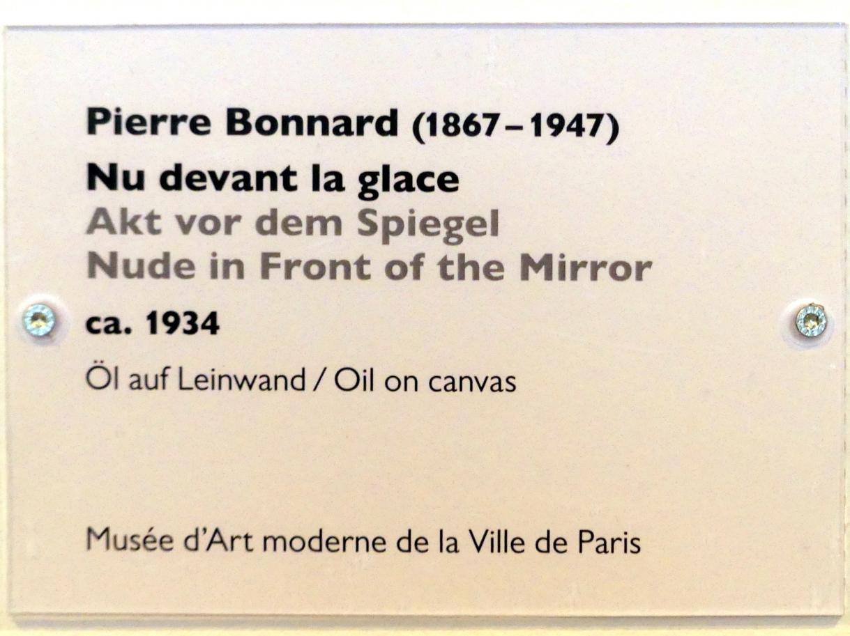 Pierre Bonnard (1893–1943), Akt vor dem Spiegel, Schwäbisch Hall, Kunsthalle Würth, Ausstellung "Das Musée d'Art moderne de la Ville de Paris zu Gast in der Kunsthalle Würth" vom 15.04.-15.09.2019, 1934, Bild 2/2