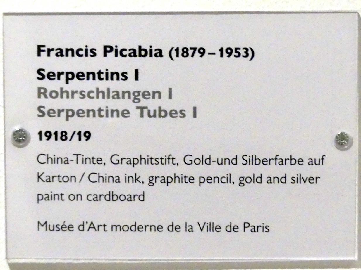 Francis Picabia (1908–1948), Rohrschlangen I, Schwäbisch Hall, Kunsthalle Würth, Ausstellung "Das Musée d'Art moderne de la Ville de Paris zu Gast in der Kunsthalle Würth" vom 15.04.-15.09.2019, 1918–1919, Bild 2/2